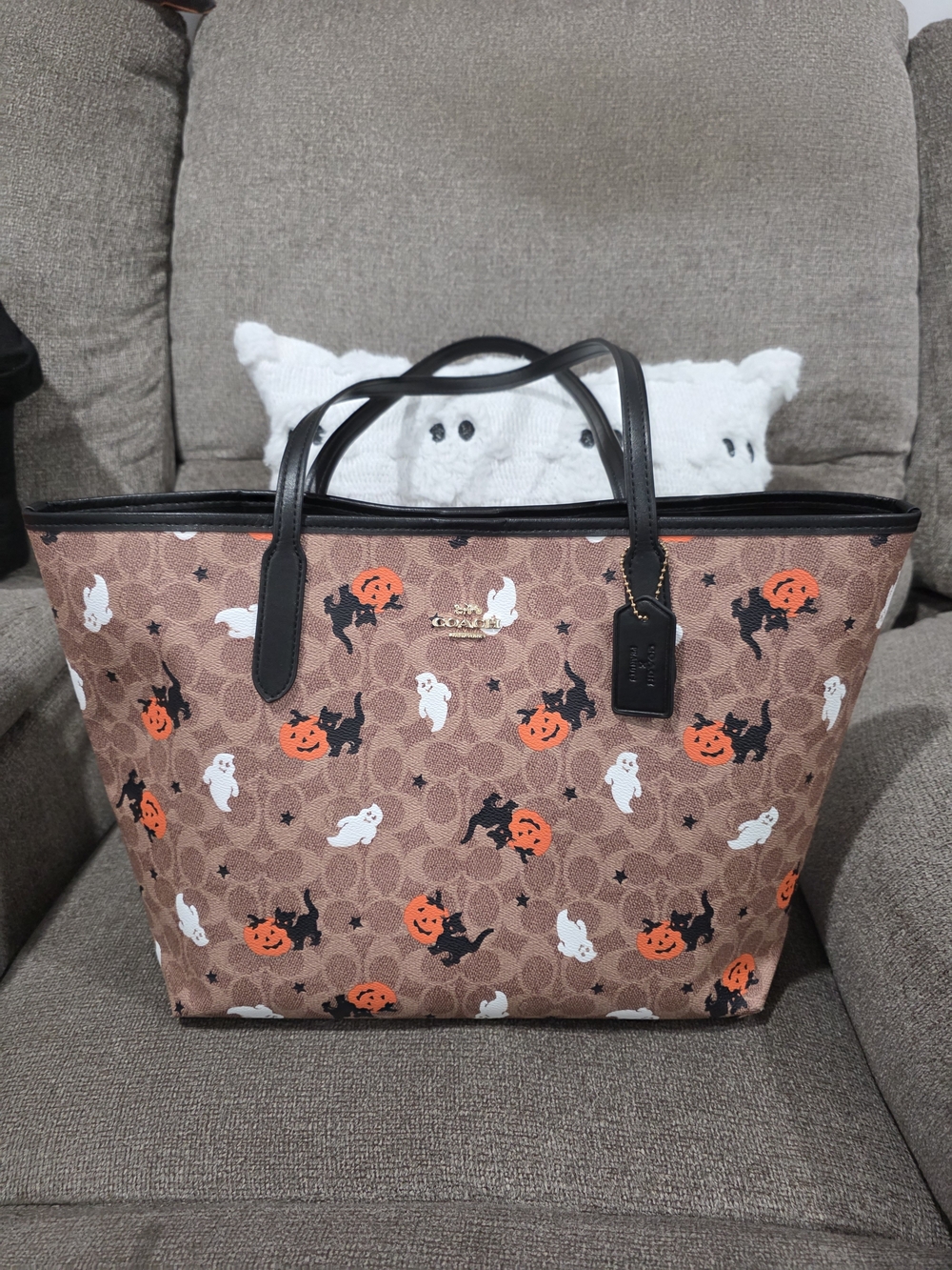 Coach Reversible Brown Halloween Print Tote Bag